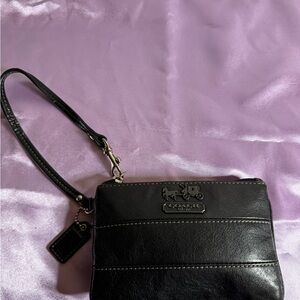 Coach Black Leather Wristlet